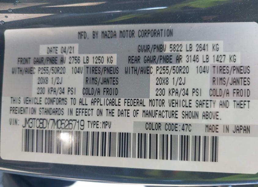 Photo 9 of 2021 Mazda Cx-9 CARBON EDITION (VIN JM3TCBDY7M0526719)