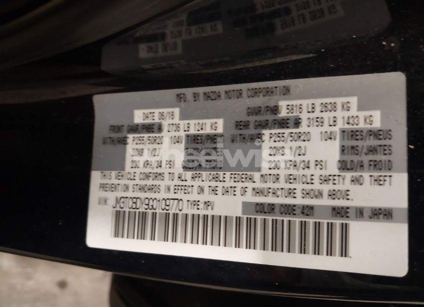 Photo 9 of 2016 Mazda Cx-9 GRAND TOURING (VIN JM3TCBDY9G0109770)