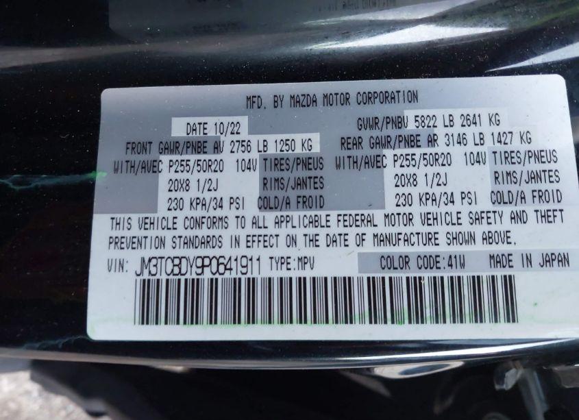 Photo 9 of 2023 Mazda Cx-9 GRAND TOURING (VIN JM3TCBDY9P0641911)