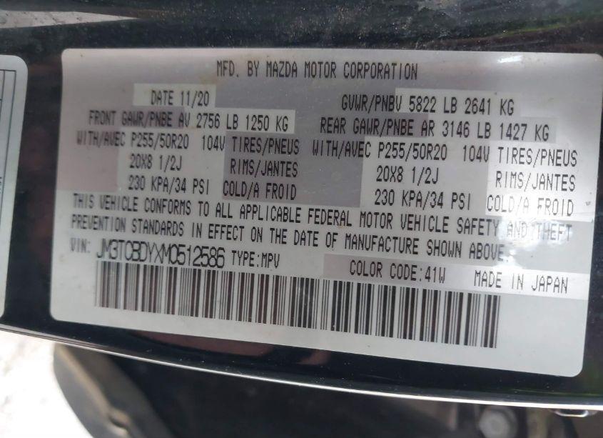 Photo 9 of 2021 Mazda Cx-9 GRAND TOURING (VIN JM3TCBDYXM0512586)