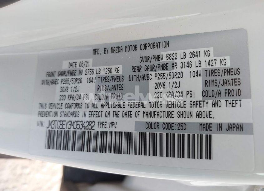 Photo 9 of 2021 Mazda Cx-9 SIGNATURE (VIN JM3TCBEY3M0534282)