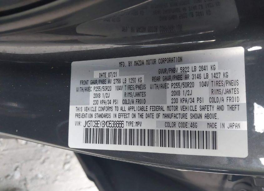 Photo 9 of 2021 Mazda Cx-9 SIGNATURE (VIN JM3TCBEY8M0538666)