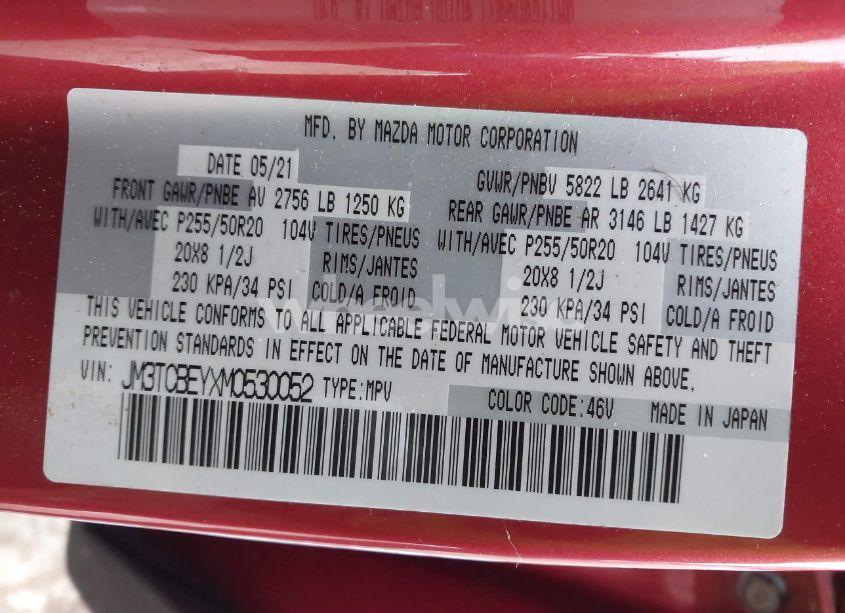 Photo 9 of 2021 Mazda Cx-9 SIGNATURE (VIN JM3TCBEYXM0530052)
