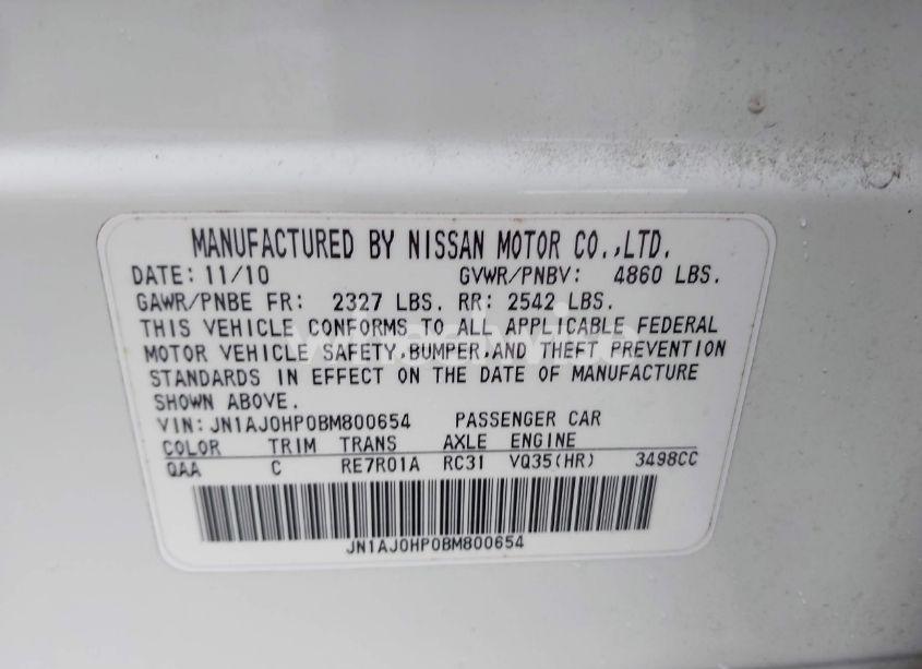 Photo 9 of 2011 Infiniti Ex35 JOURNEY (VIN JN1AJ0HP0BM800654)