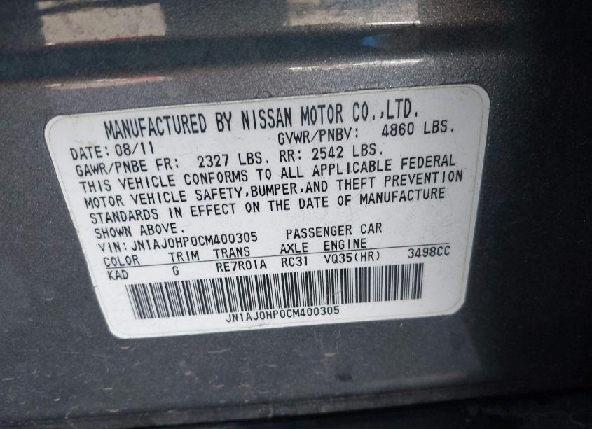 Photo 9 of 2012 Infiniti Ex35 JOURNEY (VIN JN1AJ0HP0CM400305)