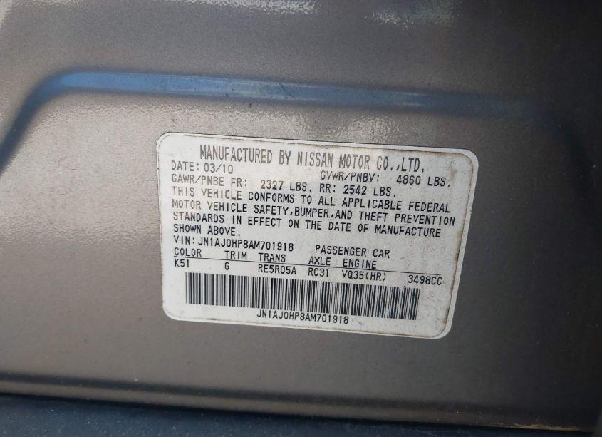 Photo 9 of 2010 Infiniti Ex35 JOURNEY (VIN JN1AJ0HP8AM701918)