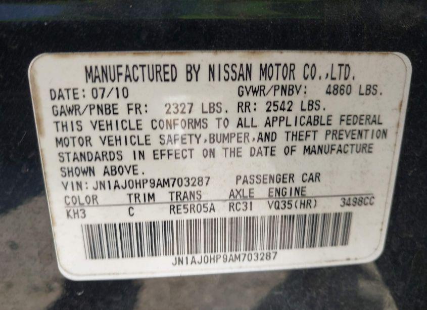 Photo 9 of 2010 Infiniti Ex35 JOURNEY (VIN JN1AJ0HP9AM703287)