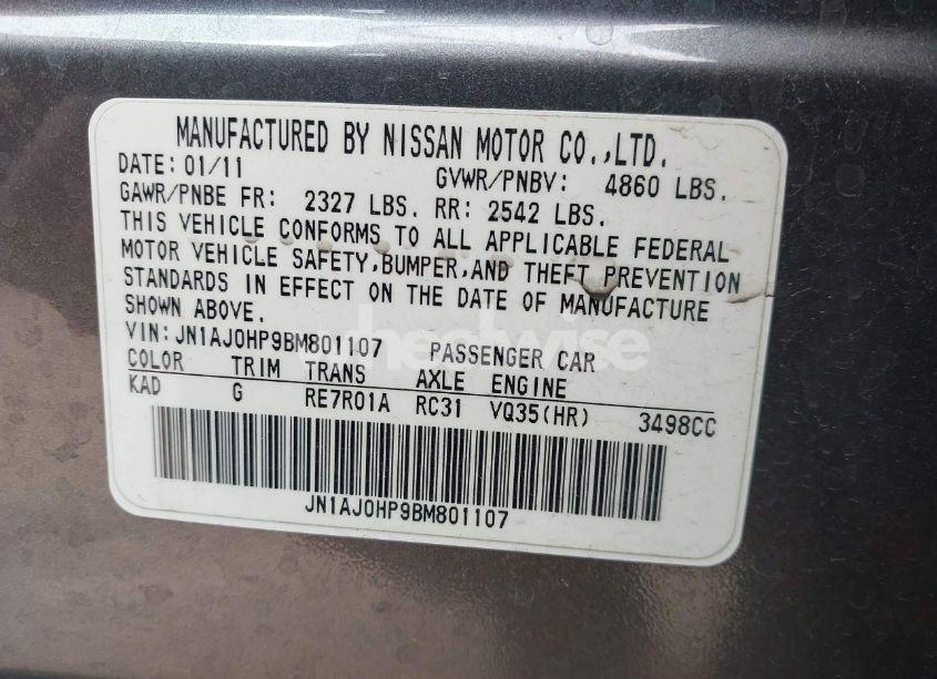 Photo 9 of 2011 Infiniti Ex35 JOURNEY (VIN JN1AJ0HP9BM801107)