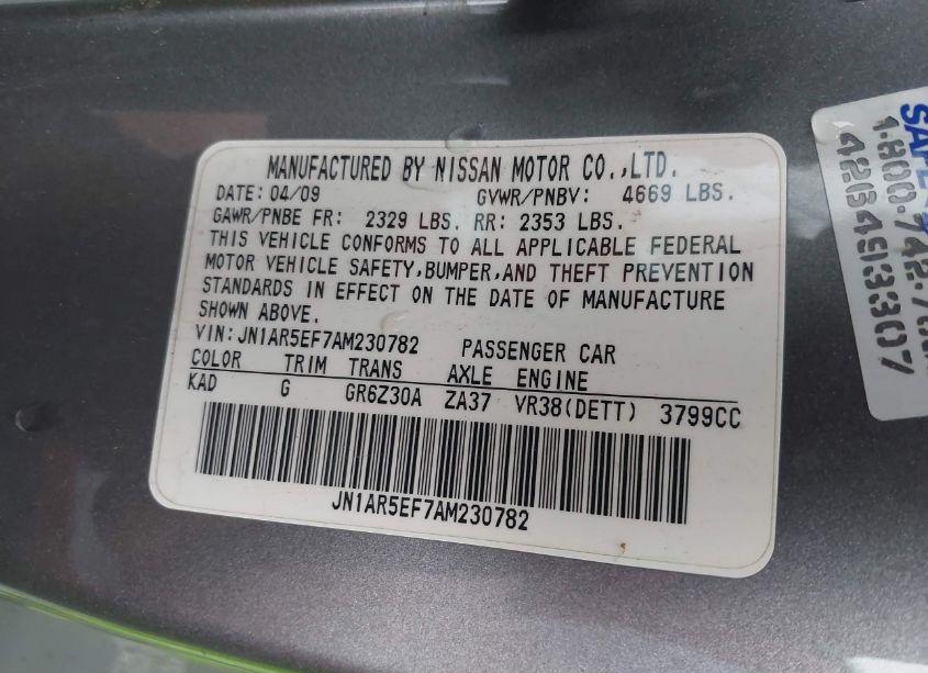 Photo 9 of 2010 Nissan Gt-r PREMIUM (VIN JN1AR5EF7AM230782)