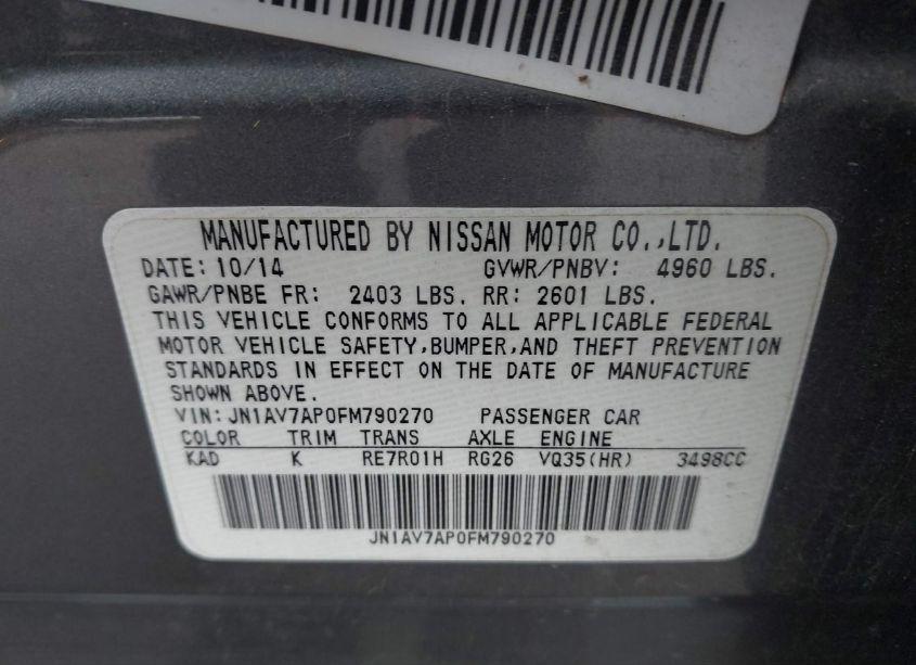 Photo 9 of 2015 Infiniti Q50 HYBRID SPORT (VIN JN1AV7AP0FM790270)