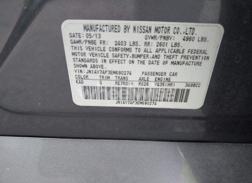 Photo 9 of 2014 Infiniti Q50 HYBRID SPORT (VIN JN1AV7AP3EM690274)