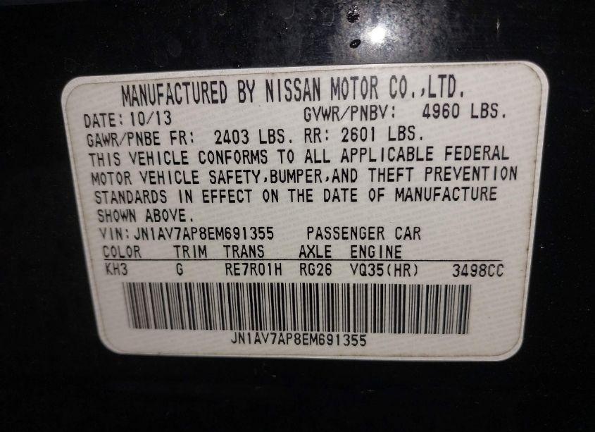 Photo 9 of 2014 Infiniti Q50 HYBRID SPORT (VIN JN1AV7AP8EM691355)