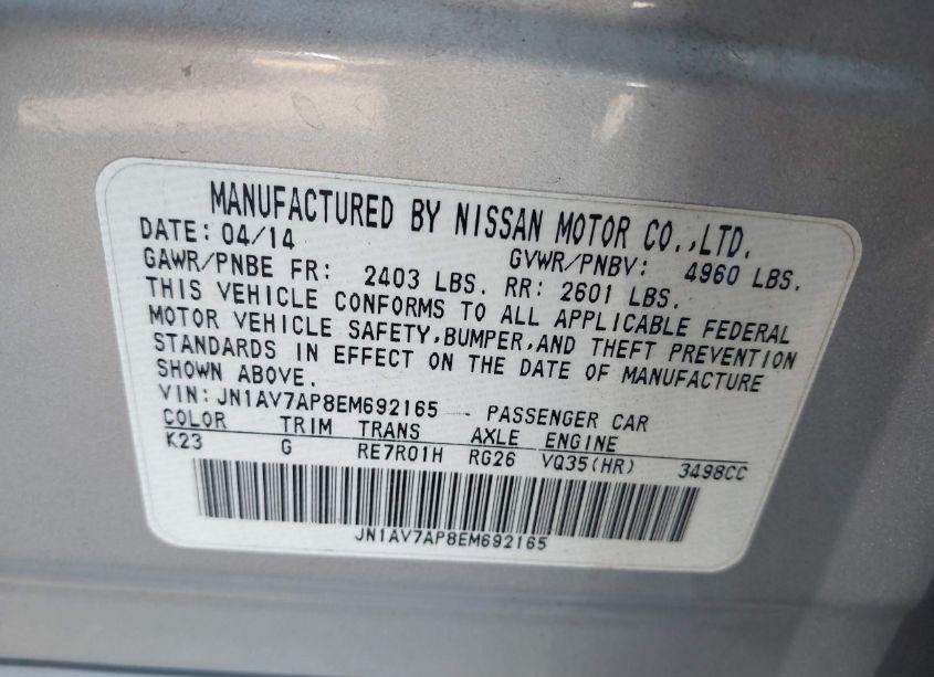 Photo 9 of 2014 Infiniti Q50 HYBRID SPORT (VIN JN1AV7AP8EM692165)