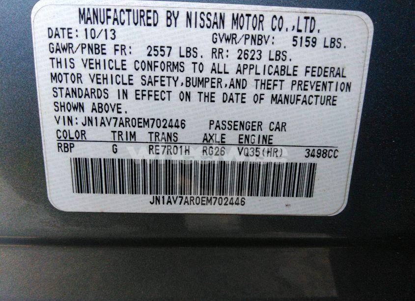 Photo 9 of 2014 Infiniti Q50 HYBRID SPORT (VIN JN1AV7AR0EM702446)