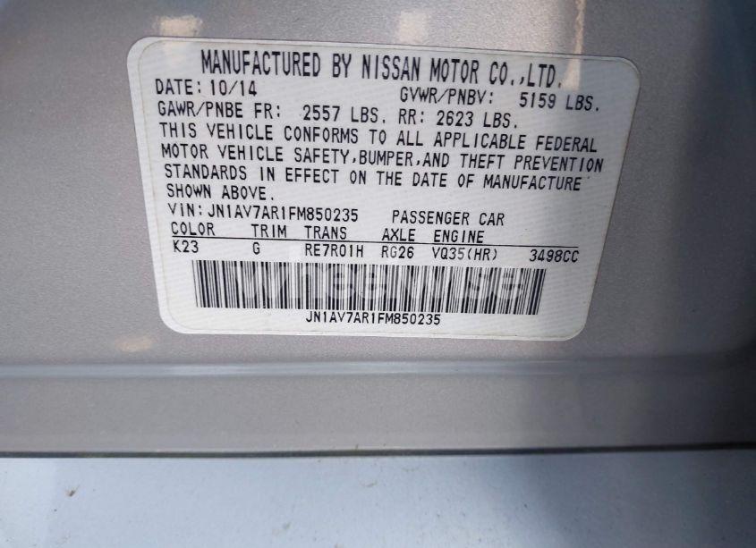 Photo 9 of 2015 Infiniti Q50 HYBRID SPORT (VIN JN1AV7AR1FM850235)