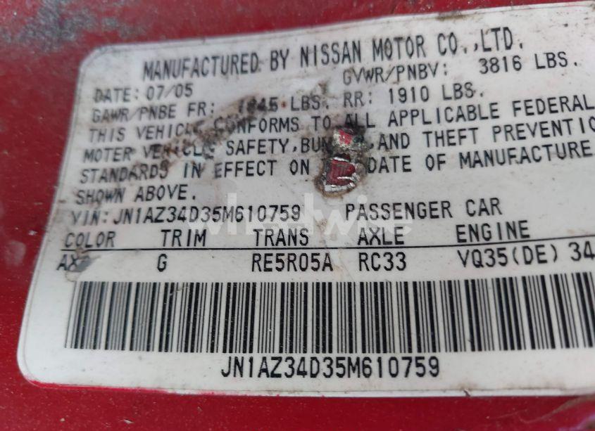 Photo 9 of 2005 Nissan 350z ENTHUSIAST (VIN JN1AZ34D35M610759)