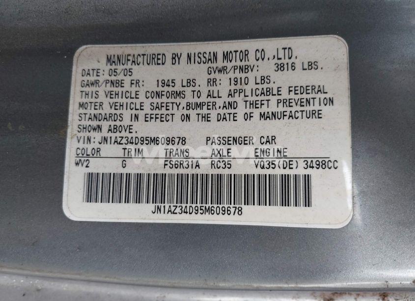 Photo 9 of 2005 Nissan 350z (VIN JN1AZ34D95M609678)