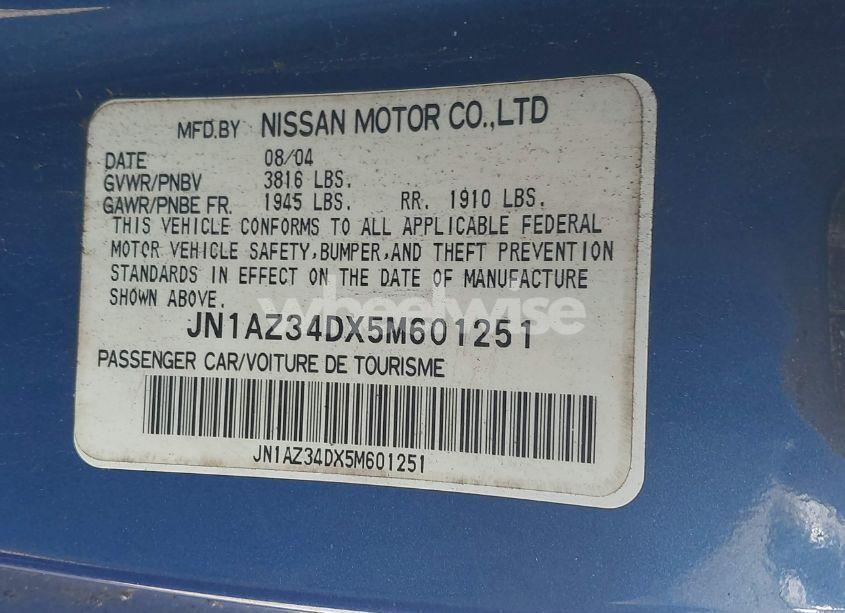 Photo 9 of 2005 Nissan 350z TOURING (VIN JN1AZ34DX5M601251)