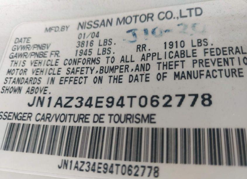 Photo 9 of 2004 Nissan 350z ENTHUSIAST (VIN JN1AZ34E94T062778)