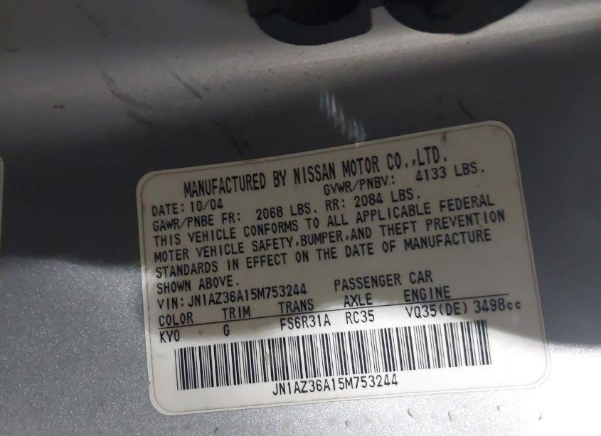 Photo 9 of 2005 Nissan 350z TOURING (VIN JN1AZ36A15M753244)