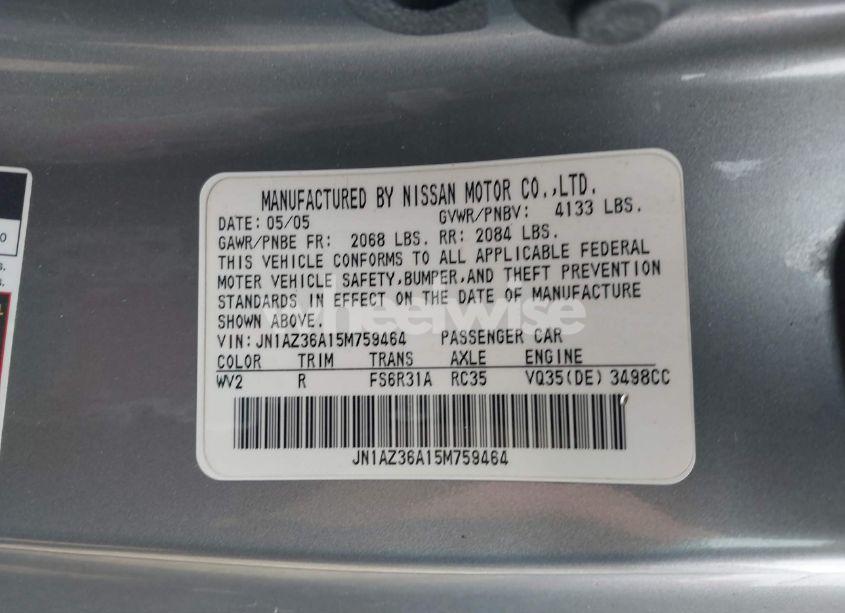 Photo 9 of 2005 Nissan 350z GRAND TOURING (VIN JN1AZ36A15M759464)