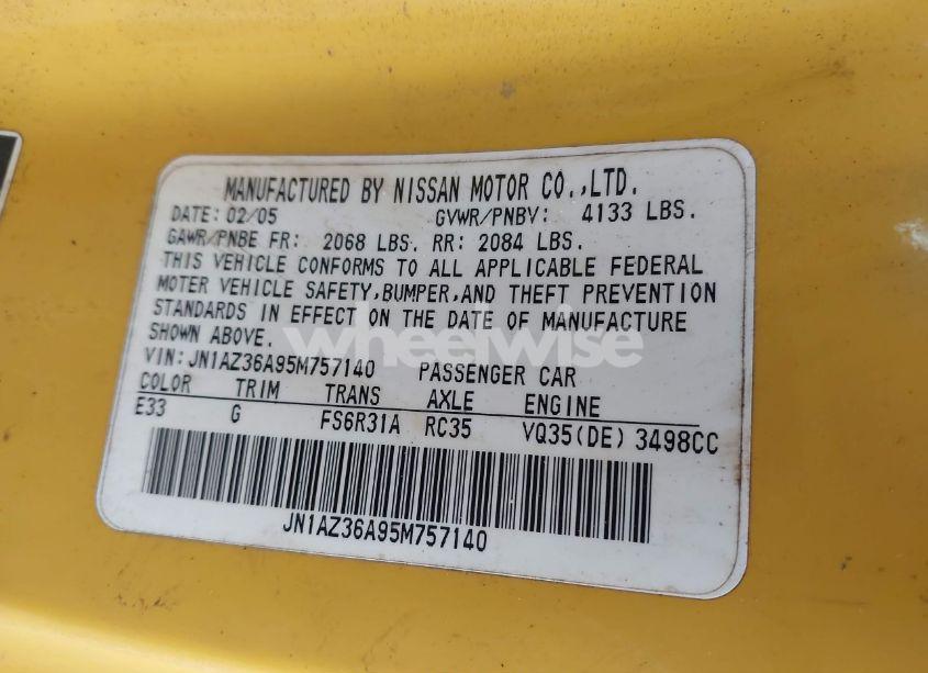 Photo 9 of 2005 Nissan 350z TOURING (VIN JN1AZ36A95M757140)