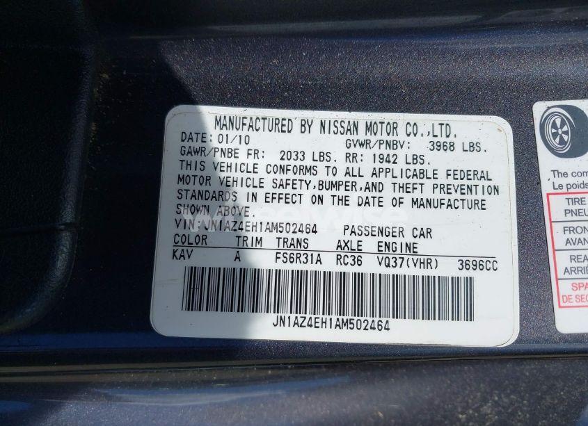 Photo 9 of 2010 Nissan 370z TOURING (VIN JN1AZ4EH1AM502464)