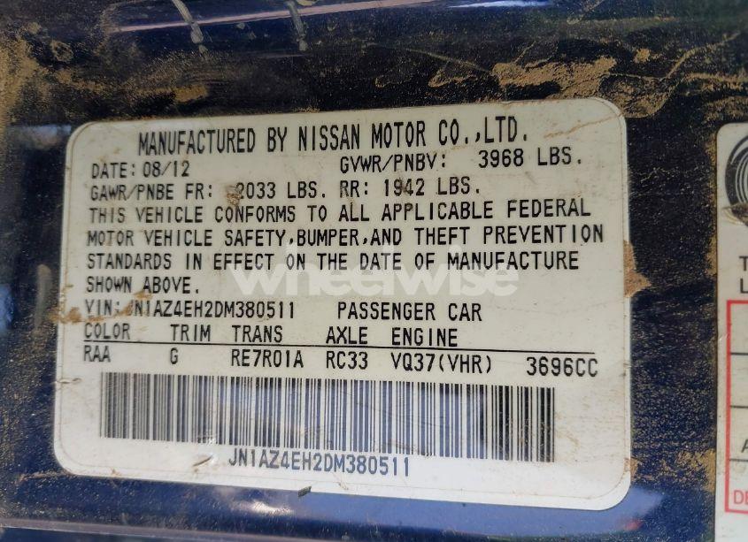 Photo 9 of 2013 Nissan 370z TOURING (VIN JN1AZ4EH2DM380511)