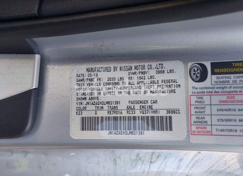 Photo 9 of 2020 Nissan 370z SPORT TOURING 7-SPEED AUTOMATIC (VIN JN1AZ4EH2LM821391)