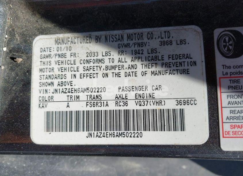 Photo 9 of 2010 Nissan 370z TOURING (VIN JN1AZ4EH6AM502220)