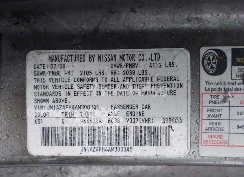 Photo 9 of 2010 Nissan 370z TOURING (VIN JN1AZ4FH4AM300345)