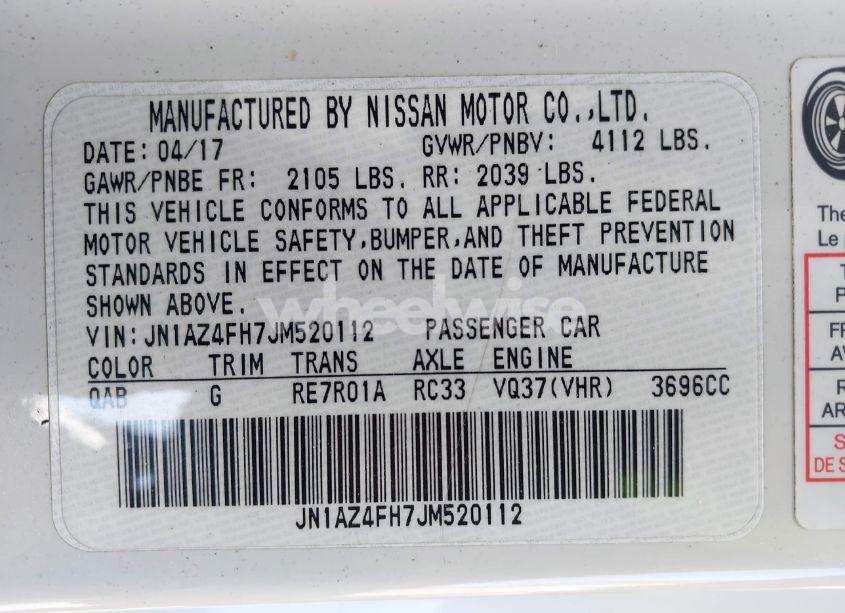 Photo 9 of 2018 Nissan 370z TOURING SPORT (VIN JN1AZ4FH7JM520112)