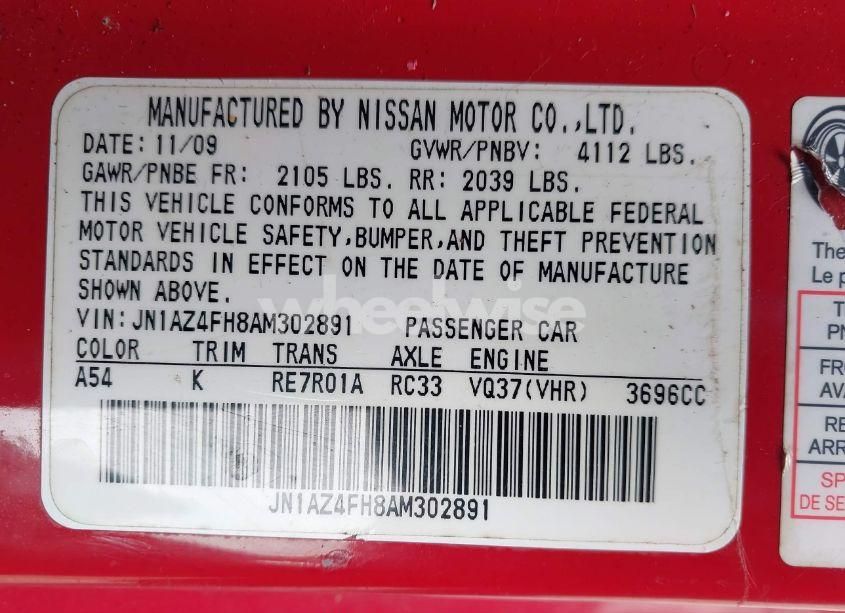 Photo 9 of 2010 Nissan 370z TOURING (VIN JN1AZ4FH8AM302891)