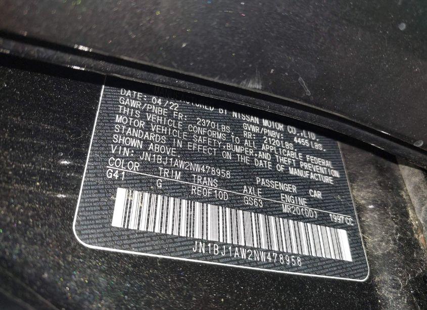 Photo 9 of 2022 Nissan Rogue SPORT S AWD XTRONIC CVT (VIN JN1BJ1AW2NW478958)