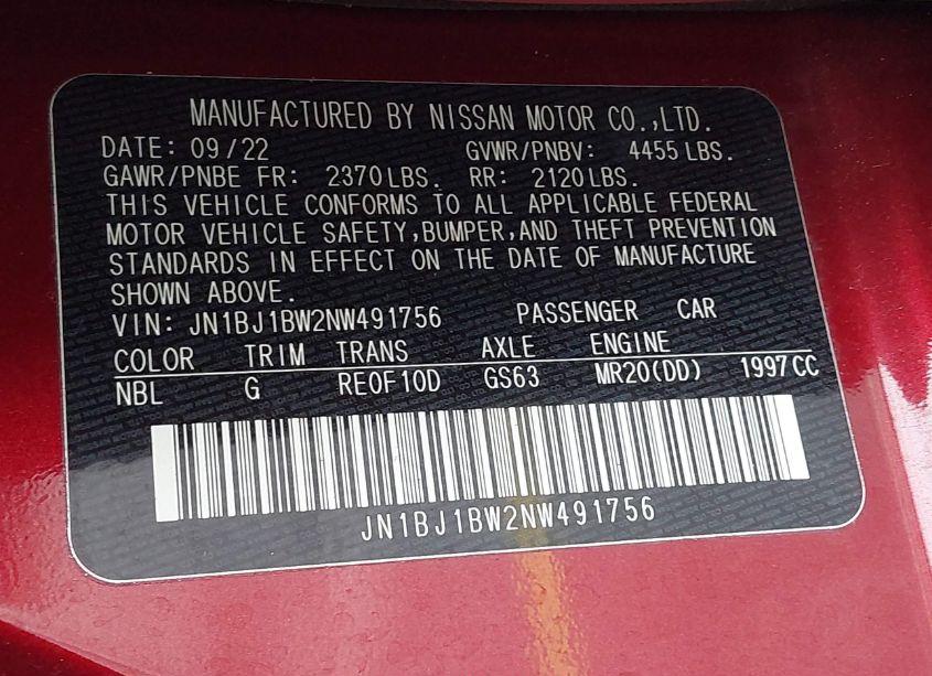 Photo 9 of 2022 Nissan Rogue SPORT SV AWD XTRONIC CVT (VIN JN1BJ1BW2NW491756)