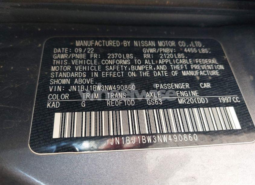 Photo 9 of 2022 Nissan Rogue SPORT SV AWD XTRONIC CVT (VIN JN1BJ1BW3NW490860)