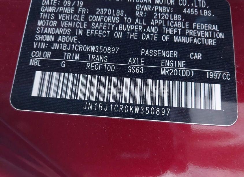 Photo 9 of 2019 Nissan Rogue SPORT SL (VIN JN1BJ1CR0KW350897)