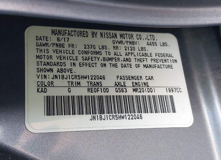 Photo 9 of 2017 Nissan Rogue SPORT SV (VIN JN1BJ1CR5HW122046)