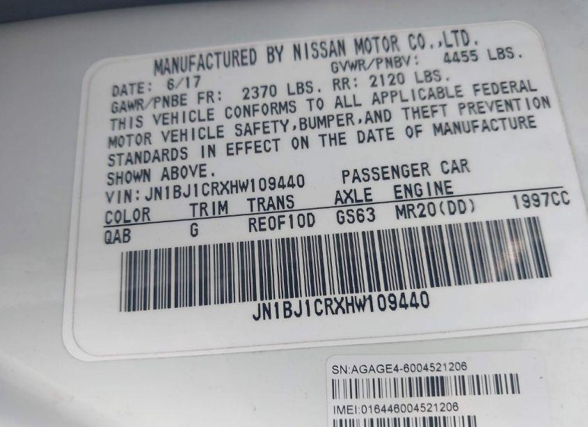 Photo 9 of 2017 Nissan Rogue SPORT SL (VIN JN1BJ1CRXHW109440)