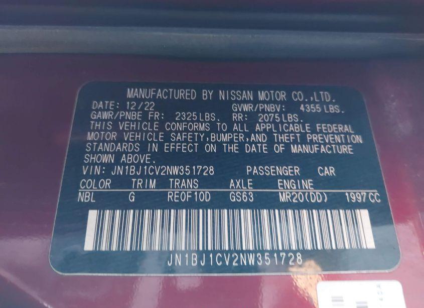 Photo 9 of 2022 Nissan Rogue SPORT SL FWD XTRONIC CVT (VIN JN1BJ1CV2NW351728)