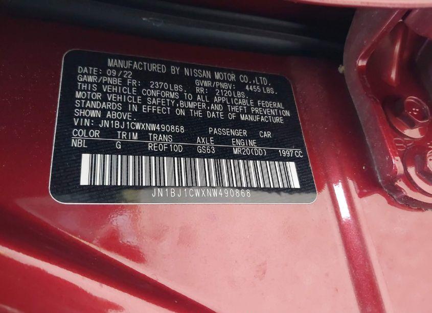 Photo 9 of 2022 Nissan Rogue SPORT SL AWD XTRONIC CVT (VIN JN1BJ1CWXNW490868)