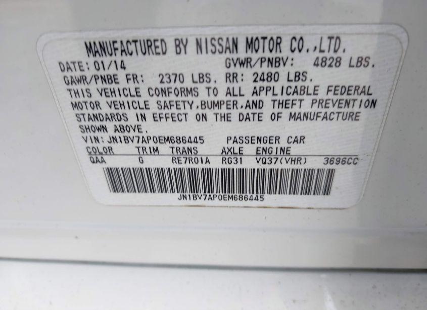 Photo 9 of 2014 Infiniti Q50 PREMIUM (VIN JN1BV7AP0EM686445)