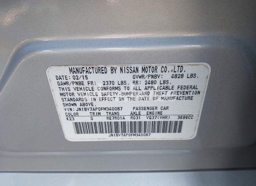 Photo 9 of 2015 Infiniti Q50 PREMIUM (VIN JN1BV7AP0FM340087)