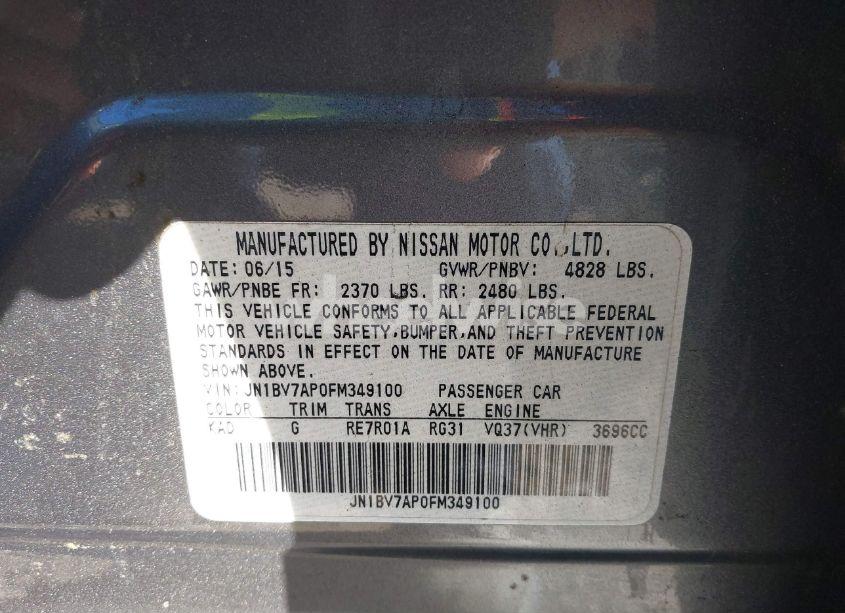 Photo 9 of 2015 Infiniti Q50 PREMIUM (VIN JN1BV7AP0FM349100)