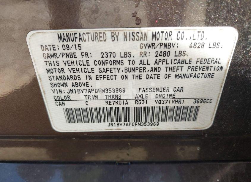 Photo 9 of 2015 Infiniti Q50 PREMIUM (VIN JN1BV7AP0FM353969)