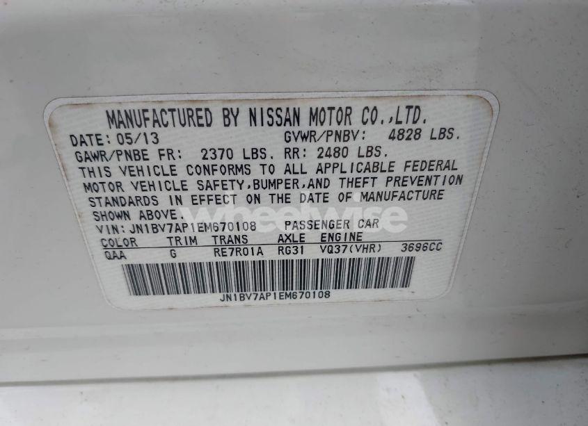 Photo 9 of 2014 Infiniti Q50 PREMIUM (VIN JN1BV7AP1EM670108)