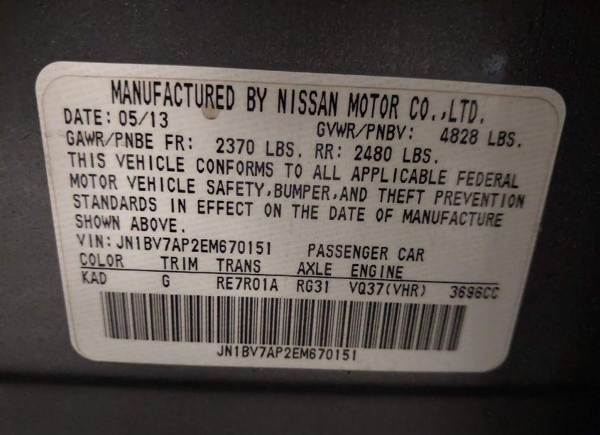 Photo 9 of 2014 Infiniti Q50 PREMIUM (VIN JN1BV7AP2EM670151)