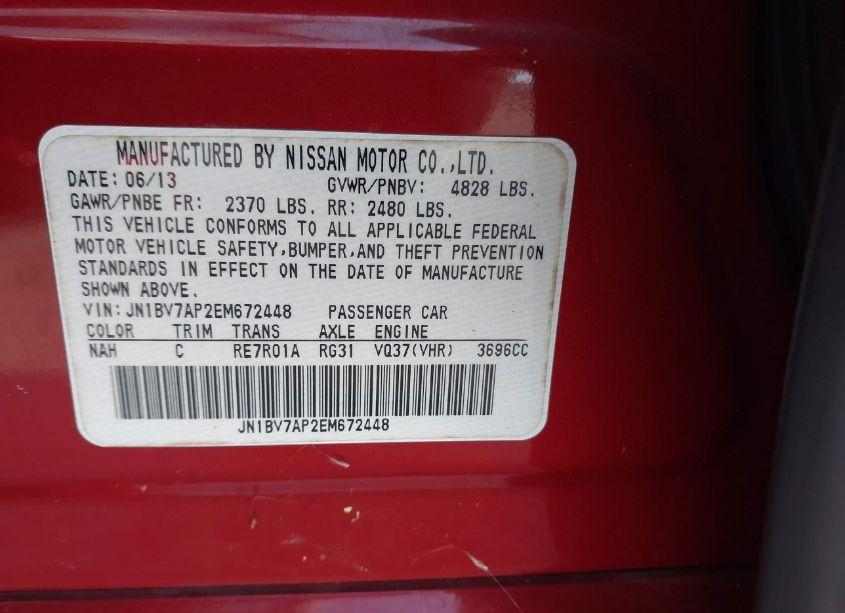 Photo 9 of 2014 Infiniti Q50 PREMIUM (VIN JN1BV7AP2EM672448)