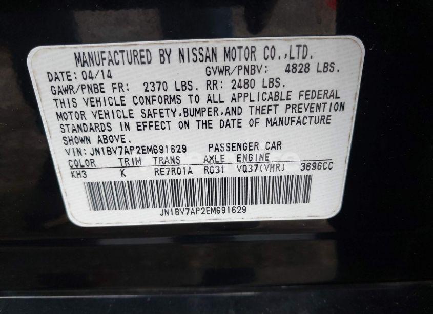 Photo 9 of 2014 Infiniti Q50 PREMIUM (VIN JN1BV7AP2EM691629)