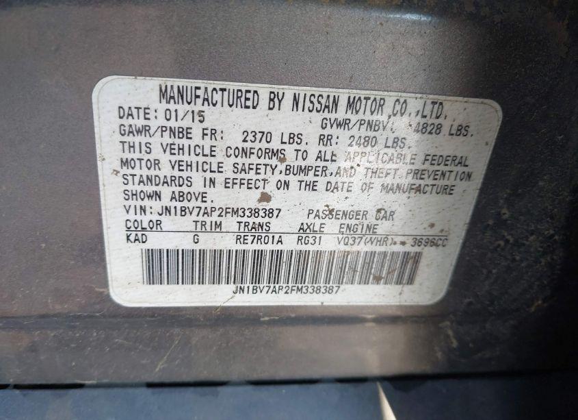 Photo 9 of 2015 Infiniti Q50 PREMIUM (VIN JN1BV7AP2FM338387)